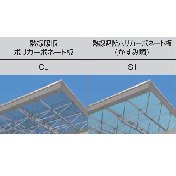 【商品のみ】 三協アルミ M.シェード2 梁置きタイプ 両側支持 5854 H26 熱線吸収ポリカーボネート板 or 熱線遮断ポリカーボネート板 カーポート 2台用 積雪20cmまで 耐風圧強度42m/s相当 