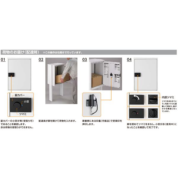 リクシル 宅配ボックスKT ポール仕様(埋め込み仕様) スタンダード 左開き 色：ブラックorホワイト 