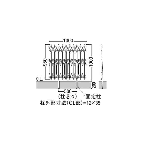 リクシル カーションフェンス 本体 T-10 (柱セット) マイルドブラック マイルドブラック