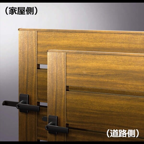 YKKAP ルシアス門扉YS4型 両開き 門柱仕様 09-14 内開き仕様 UME-V-YS4 木調カラー(門柱:アルミカラー)