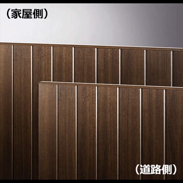 YKKAP ルシアス門扉TM2型 両開き 門柱仕様 07-14 内開き仕様 UME-V-TM2 木調カラー(門柱:アルミカラー)