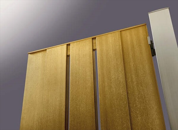 YKKAP ルシアス門扉TS4型 片開き 門柱仕様 07-12 内開き仕様 UME-V-TS4 木調カラー(門柱:アルミカラー)