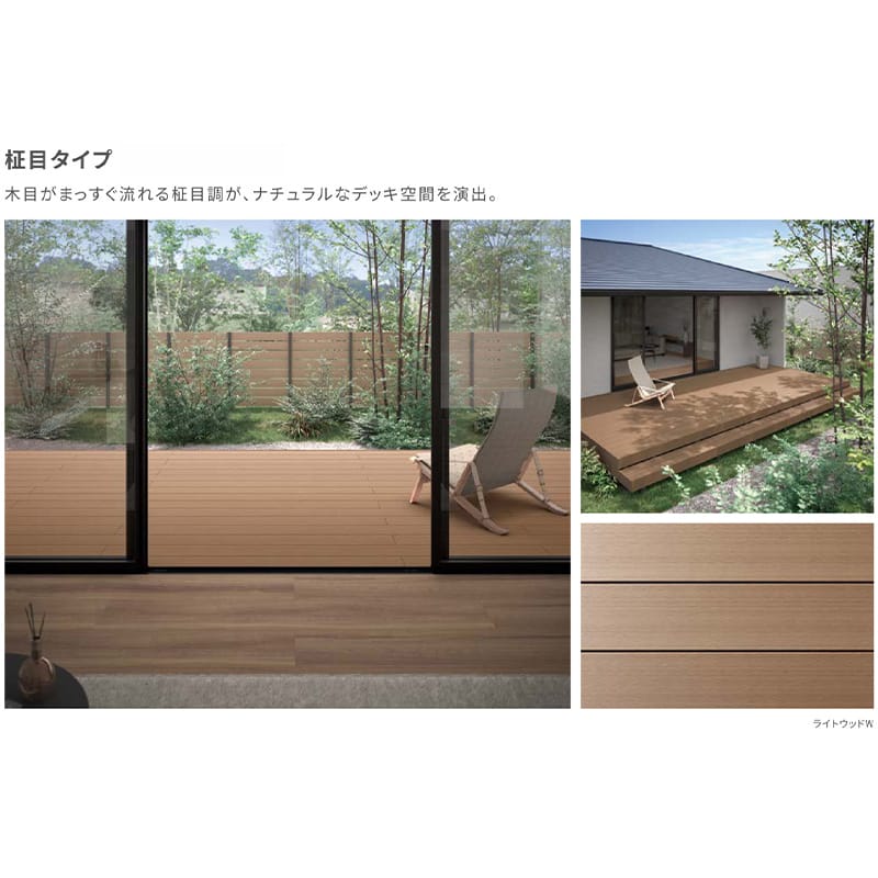 LIXIL リクシル 人工木ウッドデッキ 樹ら楽 プレーンタイプ 1.5間（2750mm） × 6尺（1828mm） 幕板Bセット 束柱Bタイプ（調整） ロング束柱（373～1000mm） 