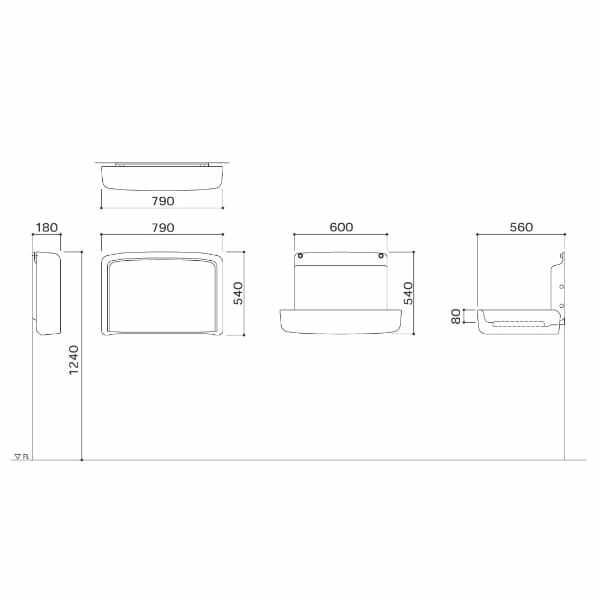 オモイオ（omoio） オムツっ子FA2ウォールセット RC壁専用 W787×D182(562)×H538(528)mm TS-FA2-W 