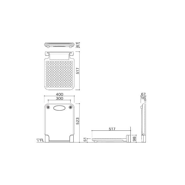 オモイオ（omoio） フィッティングボードFIT 壁付・床付兼用タイプ W400×D55(517)×H523(98)mm TS-FIT 