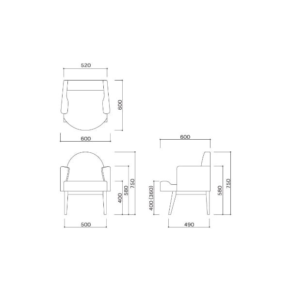 オモイオ（omoio） フェアリーチェア50 BR-FC50 W600×D600×SH400(360)×AH580×H750mm BR-FC50 (旧品番:FC-50) 