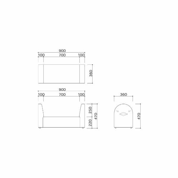 オモイオ（omoio） キッズベンチ ヒヨコ W900×D360×H470×SH220mm KS-KB-HI (旧品番:AS-061) 