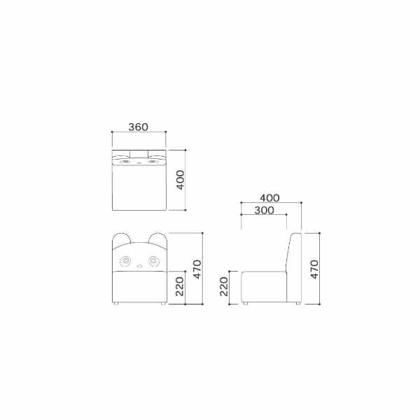 オモイオ（omoio） キッズソファ1P パンダ W360×D400×H470×SH220mm KS-1P-PA (旧品番:AS-016) 