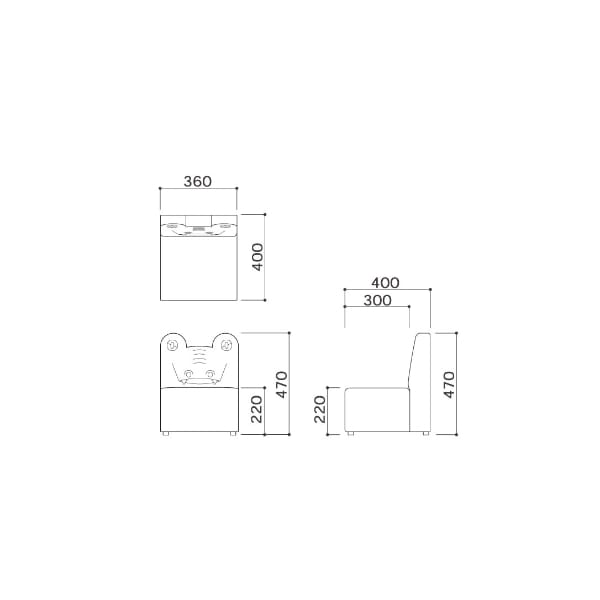 オモイオ（omoio） キッズソファ1P ワニ W360×D400×H470×SH220mm KS-1P-WA (旧品番:AS-019) 