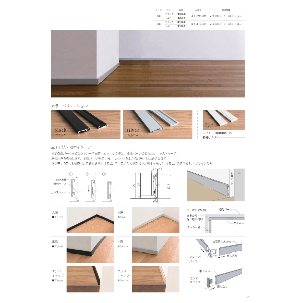 個人宅配送不可  森田アルミ工業 後付アルミ巾木フィットベース fitbase エンドキャップ左 (1個入り) FT20EL-S シルバー