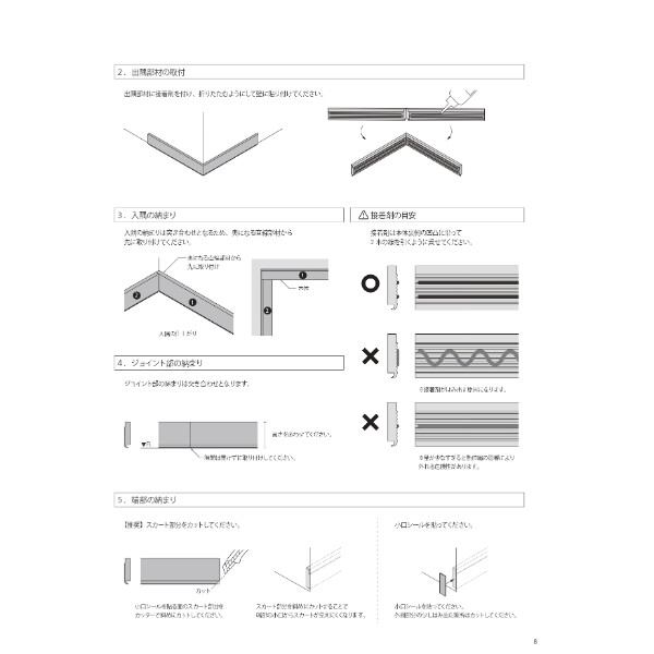 個人宅配送不可  森田アルミ工業 後付アルミ巾木フィットベース fitbase 出隅部材 (4組入り) FTL15D-W ホワイト