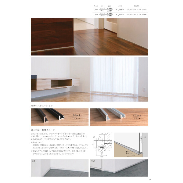 個人宅配送不可  森田アルミ工業 極小アルミ巾木 アルベース albase 木ネジ (50本入り) AL30N 