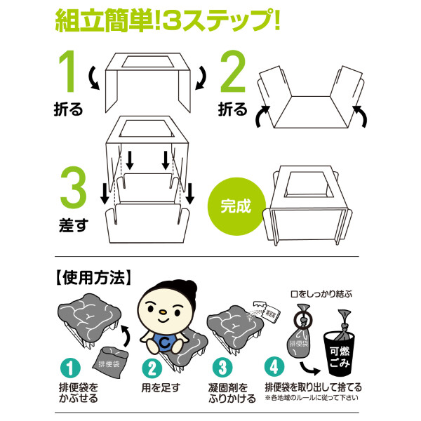 まいにち ポットン4 1個 501403 『防災 備蓄 避難 非常用 持ち出し用 携帯 トイレ』 