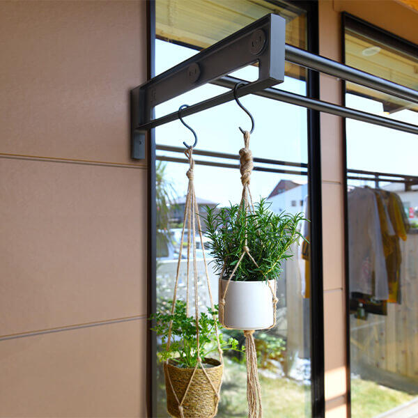 オークス AUX タスガーデン TasGarden ランドリーホルダー & ポールセット Sサイズ 2本タイプ TGS52007SL 『 物干し 竿掛け 物干し金具 屋外 室内 壁付け DIY アルミ おしゃれ ベランダ 』 シルバー