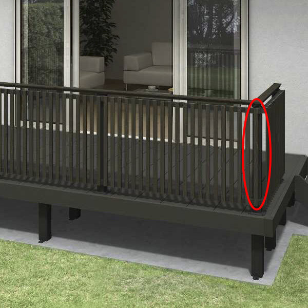 YKKAP ルシアスデッキフェンスA04型 UNT-14 ベースプレート施工(笠木連結金具、ベースプレート付き) 90°専用角柱セット T80 1本入り アルミカラー