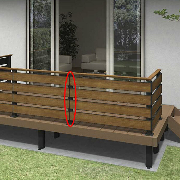 YKKAP ルシアスデッキフェンスX01型 UNT-16 ベースプレート施工(笠木連結金具、ベースプレート付き) 中柱セット T80 1本入り カームブラック