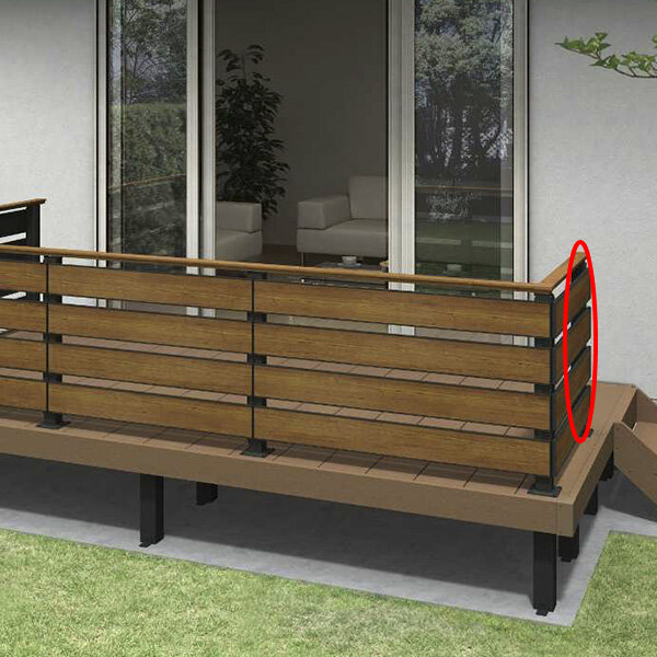 YKKAP ルシアスデッキフェンスX01型 UNT-16 ベースプレート施工(笠木連結金具、ベースプレート付き) 端柱セット T100 2本入り カームブラック