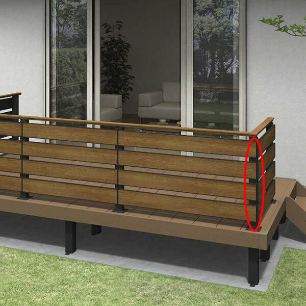 YKKAP ルシアスデッキフェンスX01型 UNT-16 ベースプレート施工(笠木連結金具、ベースプレート付き) 90°専用角柱セット T80 1本入り 複合カラー