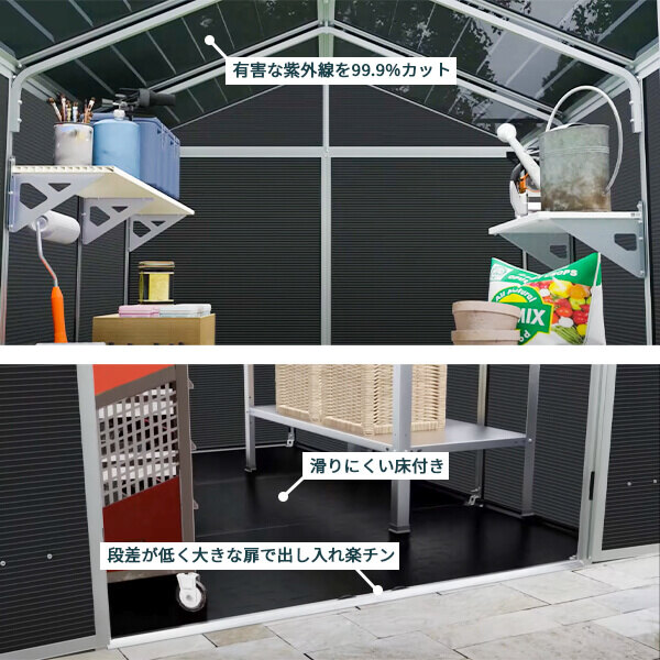 パルラム ルビコン Rubicon 6×5 『 物置 屋外 庭 大型 オシャレ 収納庫 倉庫 メタルシェッド プレハブ diy キット 組み立て式 』 ダークグレー