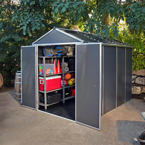 パルラム ルビコン Rubicon 6×10 『 物置 屋外 庭 大型 オシャレ 収納庫 倉庫 メタルシェッド プレハブ diy キット 組み立て式 』 ダークグレー
