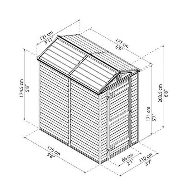 パルラム スカイライト Skylight 4×6 『 物置 屋外 庭 大型 オシャレ 収納庫 倉庫 メタルシェッド プレハブ diy キット 組み立て式 』 ミッドナイトグレー