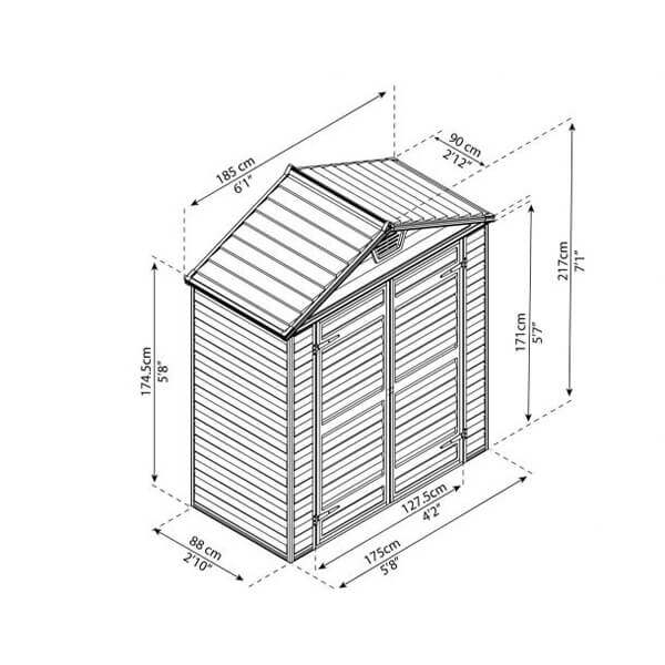 パルラム スカイライト Skylight 6×3 『 物置 屋外 庭 大型 オシャレ 収納庫 倉庫 メタルシェッド プレハブ diy キット 組み立て式 』 ミッドナイトグレー