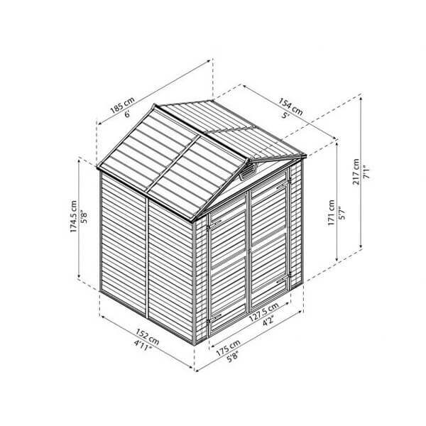 パルラム スカイライト Skylight 6×5 『 物置 屋外 庭 大型 オシャレ 収納庫 倉庫 メタルシェッド プレハブ diy キット 組み立て式 』 ミッドナイトグレー