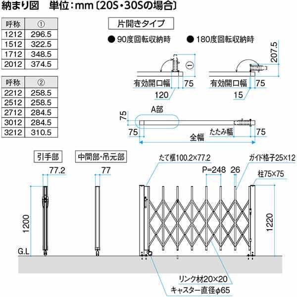 三協アルミ カーゲート DIYゲート(扉本体+支柱セット) 片開きタイプ 1512S H12(
