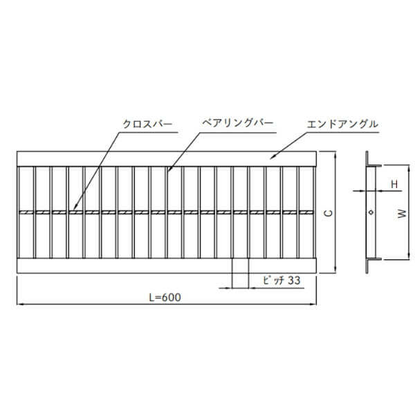 個人宅・現場配送不可 法人様限定商品 法山本店 U字溝用グレーチング L600タイプ 鋼板製 溶融亜鉛メッキ仕上げ 適用みぞ幅200ｍｍ HGU-200-19 L=600 