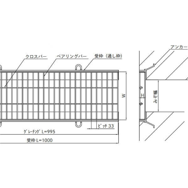 個人宅・現場配送不可 法人様限定商品 法山本店 側溝用グレーチング（普及型） 鋼板製 溶融亜鉛メッキ仕上げ 適用みぞ幅250ｍｍ HGB-350-25 