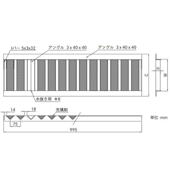 個人宅・現場配送不可 法人様限定商品 法山本店 景観用グレーチング HYUシリーズ 幅W寸法140ｍｍ HYU-150 ダークグレー