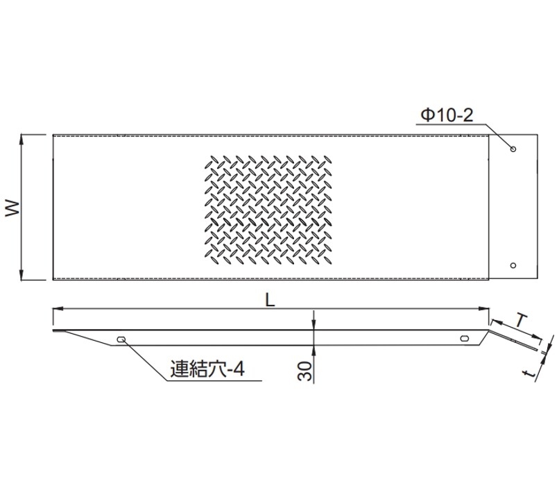 個人宅・現場配送不可　法人様限定商品 法山本店 縞鋼板製段差解消スロープ 連結タイプ 本体長さ寸法L900ｍｍ HSP-R-300W 