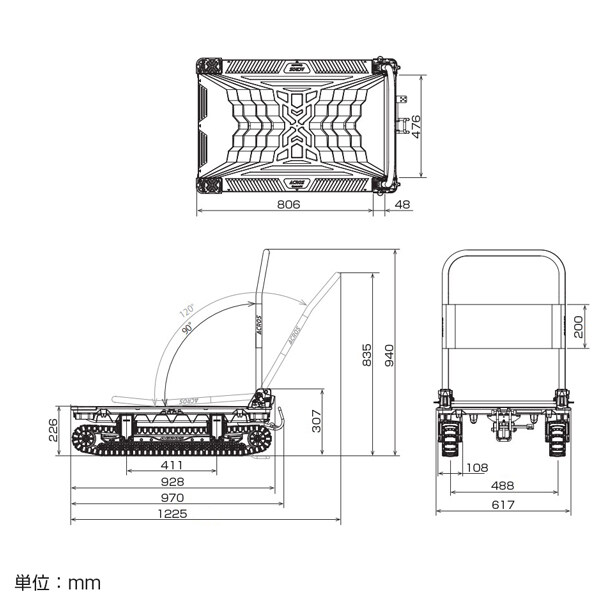 個人宅配送不可 yazaki 矢崎化工 アクロス ACROS A クローラータイプ フットスタンド付き SC-9060AX FT 最大積載量150kgまで 