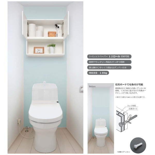 完成品】オークス AUX トイレ収納ラック (トイレ収納棚) Dタイプ(2段) 背面板付