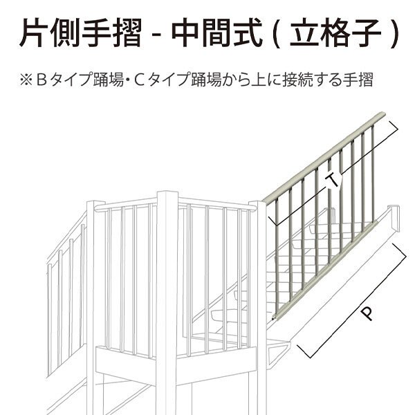 森田アルミ工業 STAIRS ステアーズ 片側手摺-中間式（立格子） 階段長