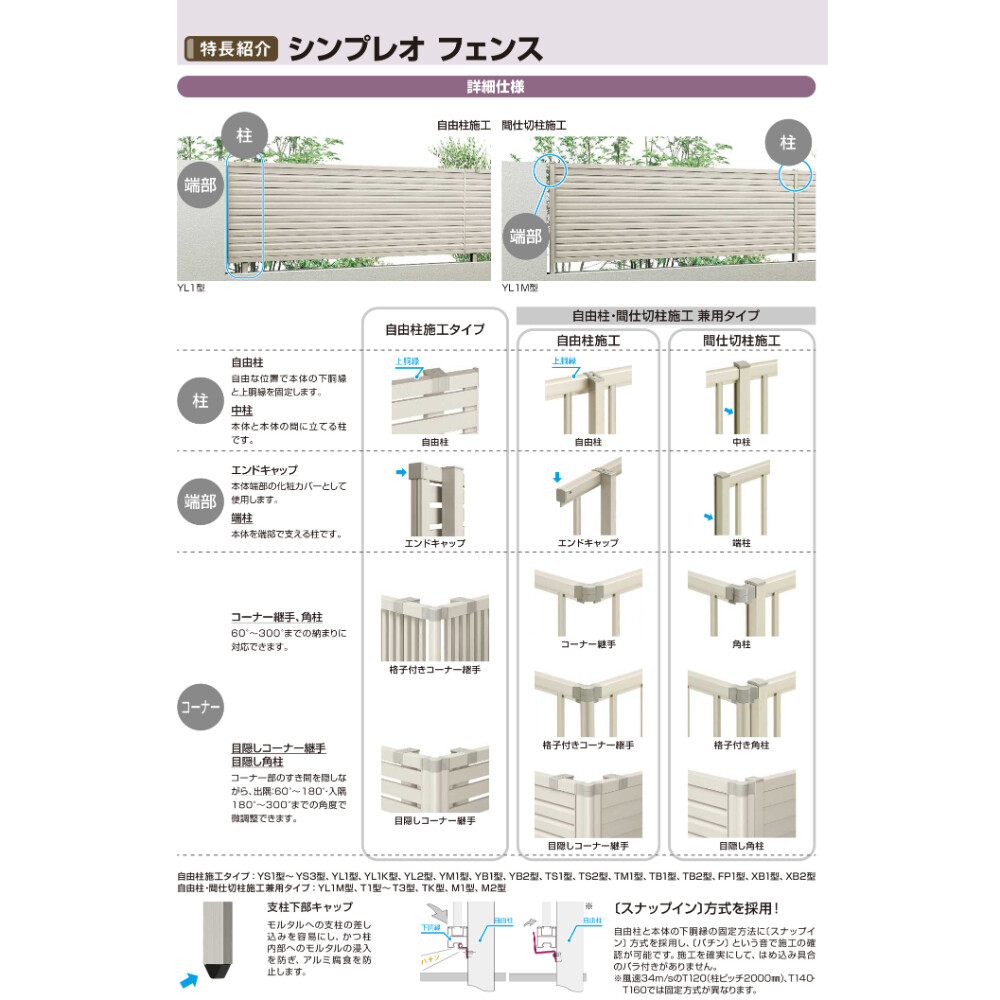 シンプレオフェンス YS3型 YKK YKKAP H1000 (T100) 横スリットタイプ フェンス本体のみ 