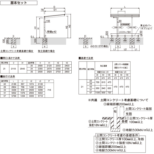 サイクルポート YKKAP エフルージュ ミニ FIRST 600タイプ 29-21 H20柱 熱線遮断ポリカ屋根 基本セット 『サビに強いアルミ製 家庭用 おしゃれ 自転車置き場 屋根』 帯・木目カラー