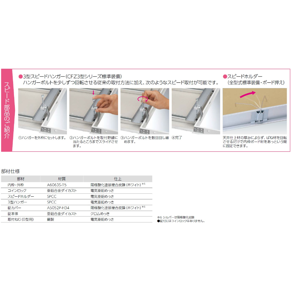 ダイケン シーリングハッチ スタンダードタイプ天井点検口 外枠外寸法 413mm 開口寸法 403mm 内枠ボード材切断寸法 359mm CFZ040 鍵無【法人様限定（現場配送不可）】 シルバー
