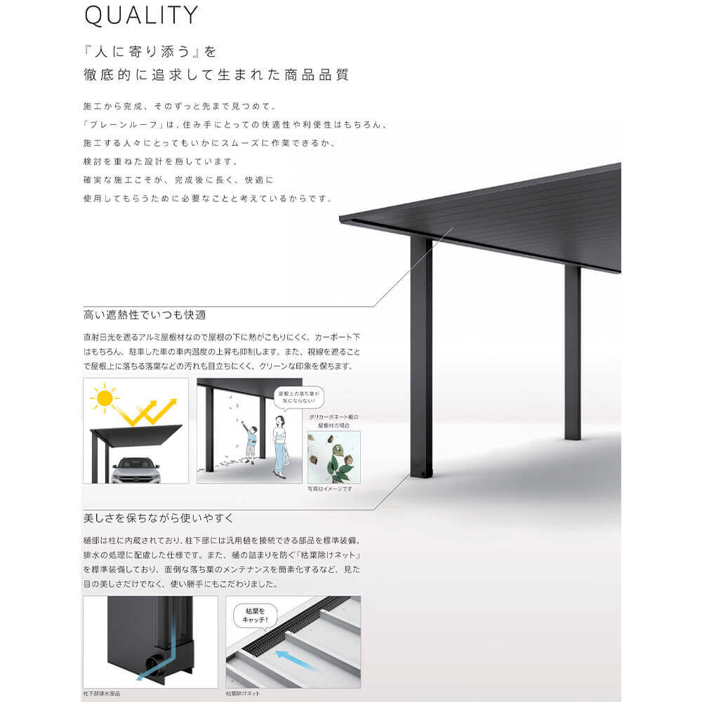 【商品のみ】カーポート 1台用 YKK YKKAP PLAIN ROOF プレーンルーフ 600タイプ 単体セット 54-33 H22 アルミ色(ツートーン) アルマイト仕上げ