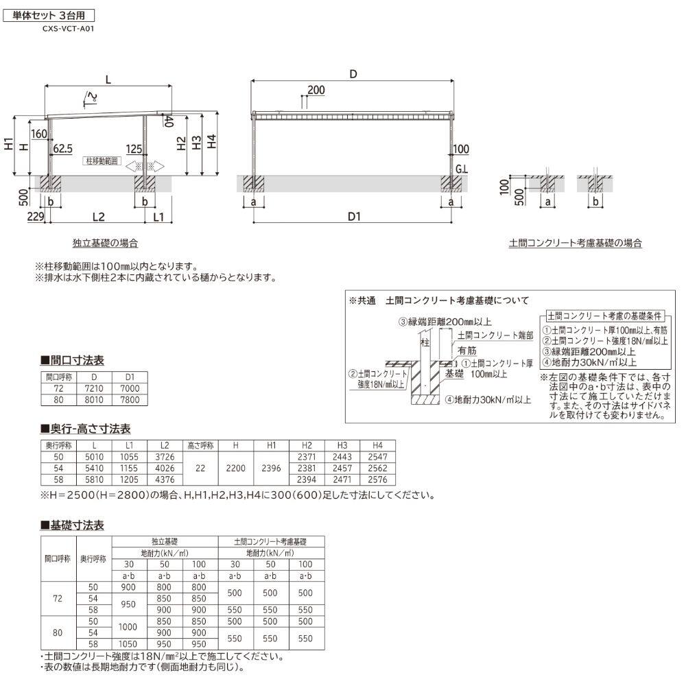 全国配送 YKK YKKAP カーポート PLAIN ROOF プレーンルーフ 600タイプ 3台用 単体セット 54-80L H25 複合色(ラミネート) 木調色