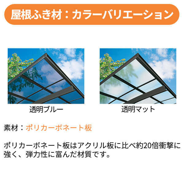 全国配送 当店オリジナルカーポート キロスタイルカーポート2 タイプF  1台用 J51・51-24  標準柱 一般ポリカーボネート 