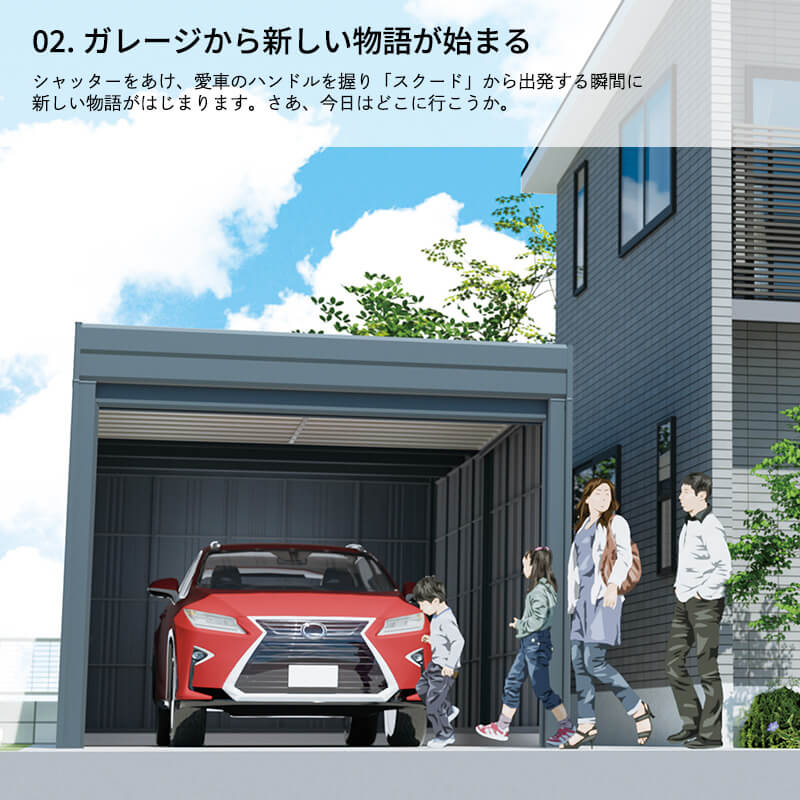 タクボ物置 ガレージ ベルフォーマ スクード XS-SZ3460 多雪型 結露減少屋根 オーバースライド扉 1台用 