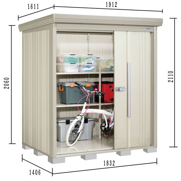 ND-1814 田窪工業所 タクボ物置 ND／ストックマン 背面棚 標準屋根 一般型 ムーンホワイト