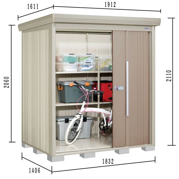 ND-Z1814 田窪工業所 タクボ物置 ND／ストックマン 背面棚 結露減少屋根 一般型 カーボンブラウン