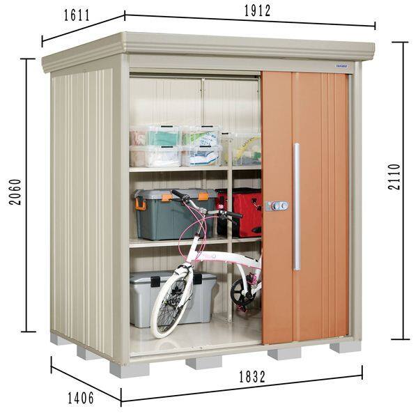 ND-S1814 田窪工業所 タクボ物置 ND／ストックマン 背面棚 標準屋根 多雪型 トロピカルオレンジ