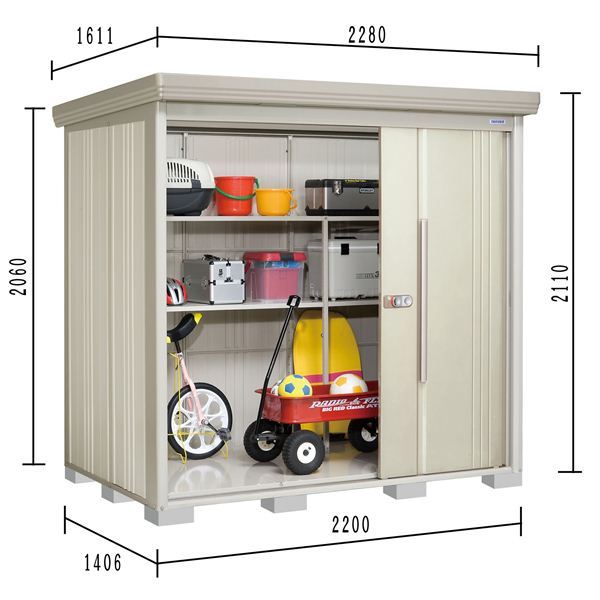 ND-2214 田窪工業所 タクボ物置 ND／ストックマン 背面棚 標準屋根 一般型 ムーンホワイト