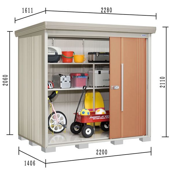 ND-2214 田窪工業所 タクボ物置 ND／ストックマン 背面棚 標準屋根 一般型 トロピカルオレンジ