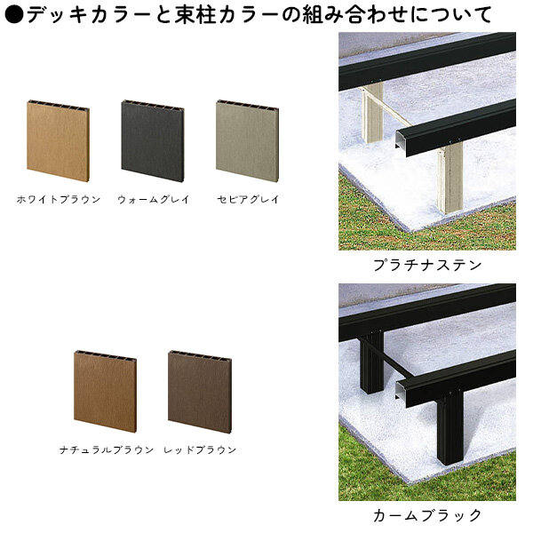 YKK AP リウッドデッキS 束柱Tタイプ(調整式) 基本セット 間口(W) 1間 × 奥行(D) 9尺 高さ400～550mm 幅1849mm 奥行2720mm 『 YKKAP ウッドデッキ 人工木 樹脂 アルミ DIY キット おしゃれ リウッドデッキ200後継モデル 』 