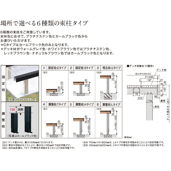 YKKAP リウッドデッキ200 Ｔタイプ 高さ400～550 2間×9尺 ウッドデッキ