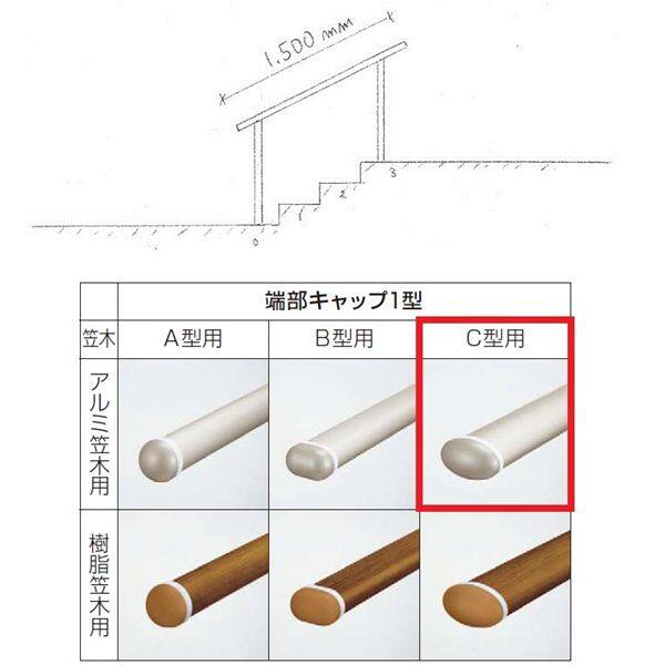 『セット販売』　YKKAP　歩行補助用手すり　パルトナーUDフェンス1型　C型笠木　1スパンセット　 手すり：アルミカラー